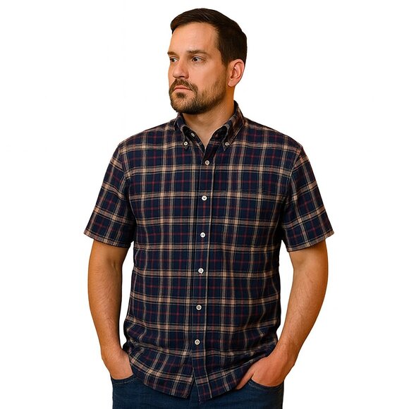 Tommy Hilfiger Mens 100% Cotton Red White & Blue Checkered Shirt - Picture 1 of 10